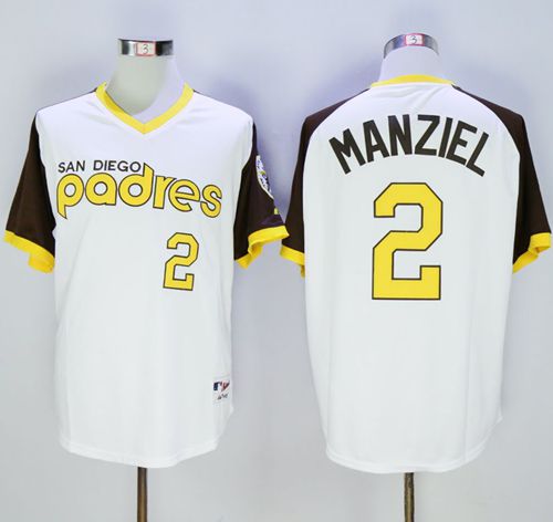 Padres #2 Johnny Manziel White 1978 Turn Back The Clock Stitched MLB Jersey - Click Image to Close